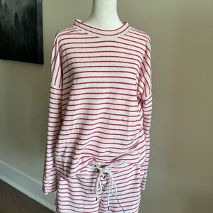 Aerie Red and White Striped Terry Cloth Set